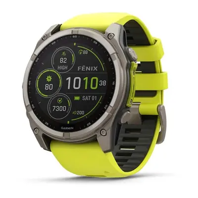 Garmin Fenix® 8 – 51 mm, Solar, Sapphire Sapphire, Titanium s Yellow/Graphite silikonovým řemínk