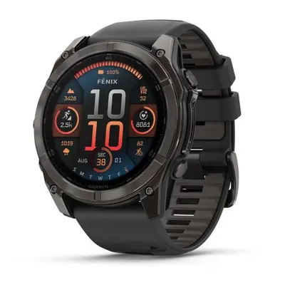 Garmin Fenix® 8 – 51 mm, AMOLED Sapphire, Carbon grey DLC s Black/Grey silikonovým řemínkem 010-