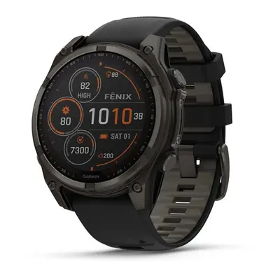 Garmin Fenix® 8 – 47 mm, Solar, Sapphire Sapphire, Carbon grey DLC titanium s Black/Gray silikon