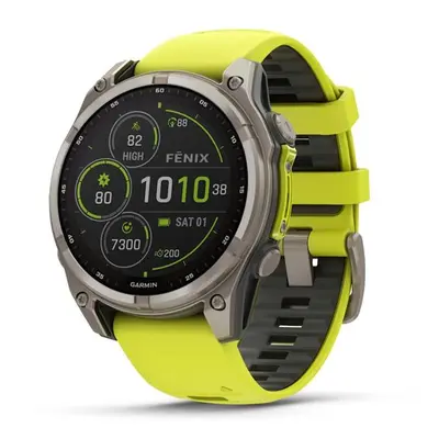 Garmin Fenix® 8 – 47 mm, Solar, Sapphire Sapphire, Titanium s Yellow/Graphite silikonovým řemínk