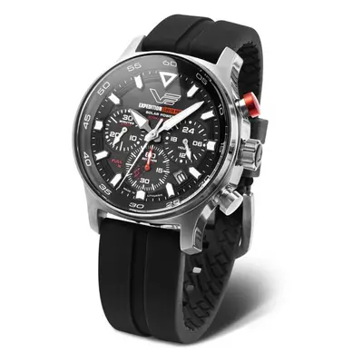 Vostok Europe Expedition South Pole Solar Power Chronograph VR42-592A761S - Černý silikonový řem