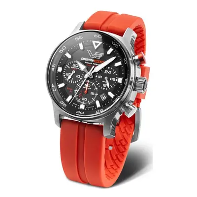 Vostok Europe Expedition South Pole Solar Power Chronograph VR42-592A761S - Červený silikonový ř