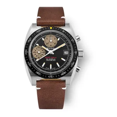 Nivada Grenchen Chronosport Yellow Automatic - Brown Leather White Stitching