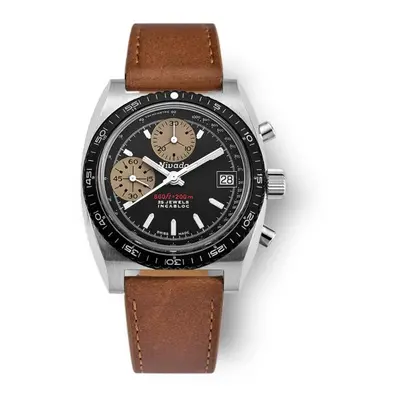 Nivada Grenchen Chronosport White Automatic - Brown Leather