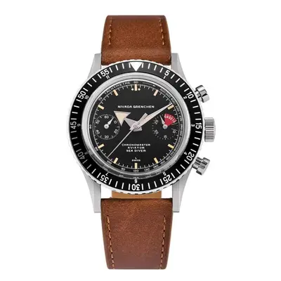 Nivada Grenchen Chronomaster Broad Arrow - Inter. Bezel - Manual - Brown Leather