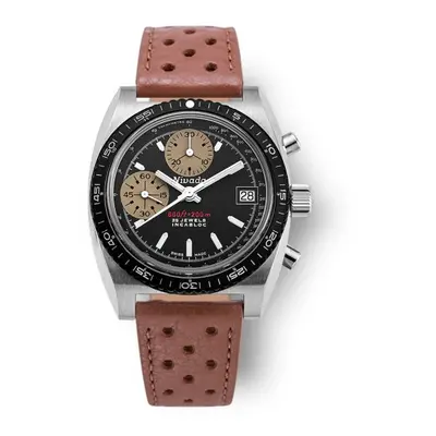 Nivada Grenchen Chronosport White Automatic - Brown Racing Strap