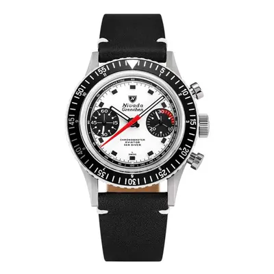 Nivada Grenchen Chronomaster Singer Newman - Inter. Bezel - Manual - Black Leather White Stitchi