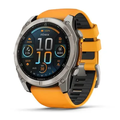 Garmin Fenix® 8 – 51 mm, AMOLED Sapphire, Titanium s Orange/Graphite silikonovým řemínkem 010-02