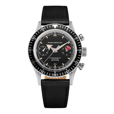 Nivada Grenchen Chronomaster Broad Arrow - Inter. Bezel - Manual - Black Leather