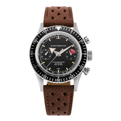 Nivada Grenchen Chronomaster Broad Arrow - Inter. Bezel - Manual - Brown Racing Strap