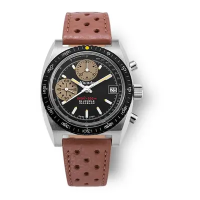 Nivada Grenchen Chronosport Yellow Automatic - Brown Racing Strap