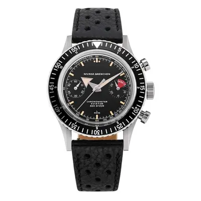 Nivada Grenchen Chronomaster Broad Arrow - Inter. Bezel - Manual - Black Racing Strap