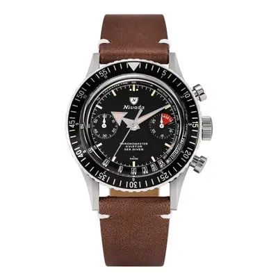 Nivada Grenchen Chronomaster Broad Arrow N Inter. Bezel - Manual - Brown leather White Stitching