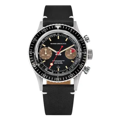 Nivada Grenchen Chronomaster Lollipop Honey Inter. Bezel - Manual - Black Leather White Stitchin