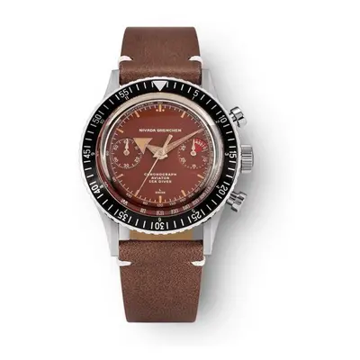 Nivada Grenchen Chronomaster Broad Arrow Tropical Dial Inter. Bezel - Manual - Brown leather