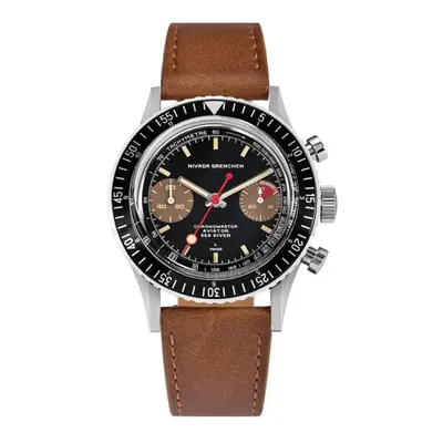 Nivada Grenchen Chronomaster Lollipop Honey Inter. Bezel - Manual - Brown Leather