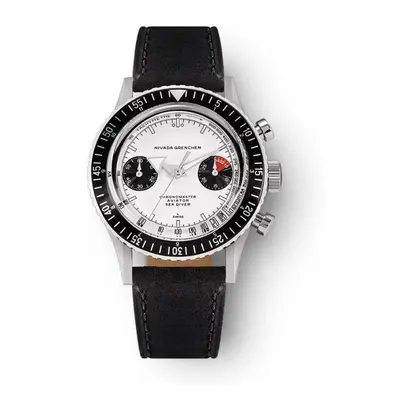 Nivada Grenchen Chronomaster White Panda Inter. Bezel - Manual - Black leather