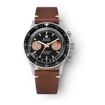 Nivada Grenchen Chronomaster Orange Boy Inter. Bezel - Manual - Brown leather White Stitching