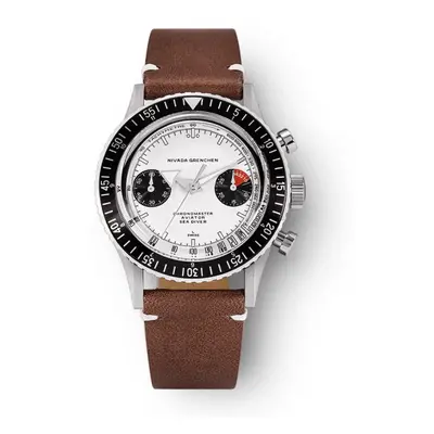 Nivada Grenchen Chronomaster White Panda Inter. Bezel - Manual - Brown leather White Stitching