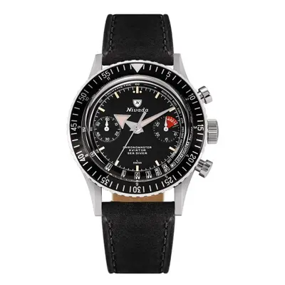 Nivada Grenchen Chronomaster Broad Arrow N Inter. Bezel - Manual - Black leather