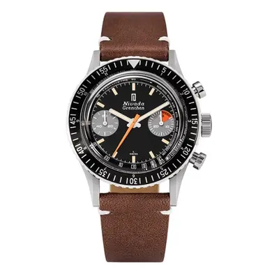 Nivada Grenchen Chronomaster Orange Boy SL Inter. Bezel - Manual - Brown leather White Stitching