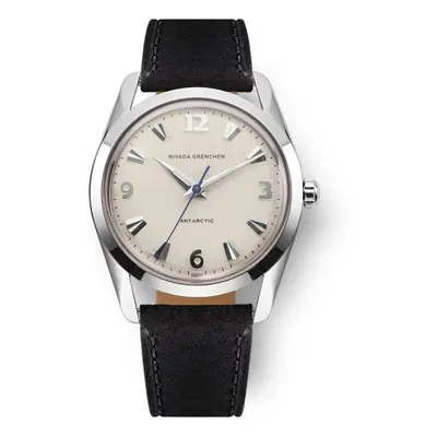 Nivada Grenchen Antarctic 35 mm - Eggshell White Luminova - Black Leather