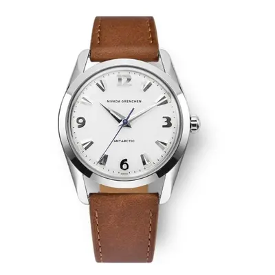 Nivada Grenchen Antarctic 35 mm - White Luminova - Brown Leather