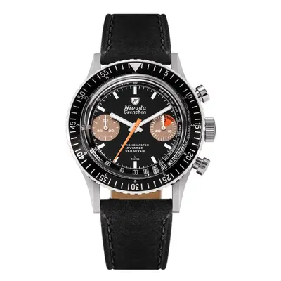 Nivada Grenchen Chronomaster White Orange Boy Inter. Bezel - Manual - Black leather