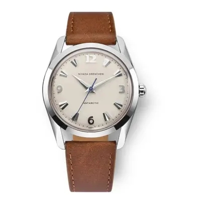 Nivada Grenchen Antarctic 35 mm - Eggshell White Luminova - Brown Leather