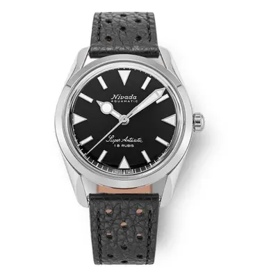 Nivada Grenchen Super Antarctic 35 mm - Black White Luminova - Black Racing Strap