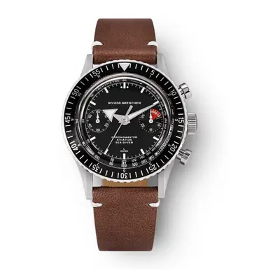 Nivada Grenchen Chronomaster White Broad Arrow Inter. Bezel - Manual - Brown leather White Stitc