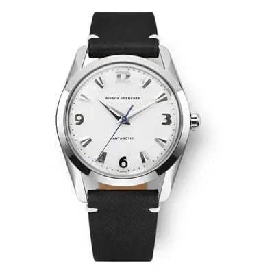 Nivada Grenchen Antarctic 35 mm - White Luminova - Black leather White Stitching