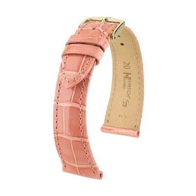 Řemínek Hirsch London Alligator - růžový, lesk - 18 mm - M – Střední délka - 16 mm - Rose Gold