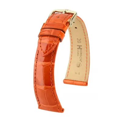 Řemínek Hirsch London Alligator - oranžový, lesk - 20 mm - M – Střední délka - 16 mm - Rose Gold