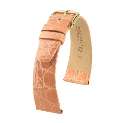 Řemínek Hirsch Prestige Crocodile - růžový - 14 mm - M – Střední délka - 12 mm - Rose Gold