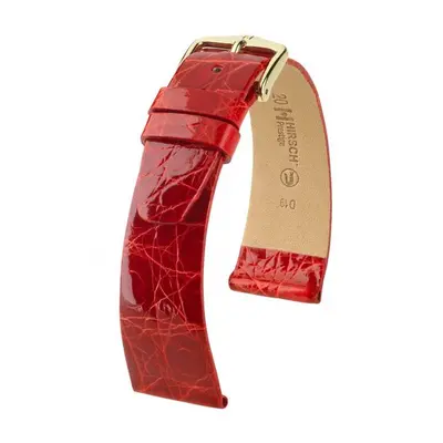 Řemínek Hirsch Prestige Crocodile - červený - 18 mm - L – Standardní délka (doporučujeme) - 14 m