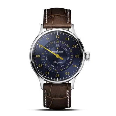 MeisterSinger Pangaea Day Date PDD917G - Tmavě hnědý kožený řemínek