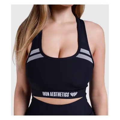 Dámská sportovní podprsenka Double Stripe - Iron Aesthetics, černá