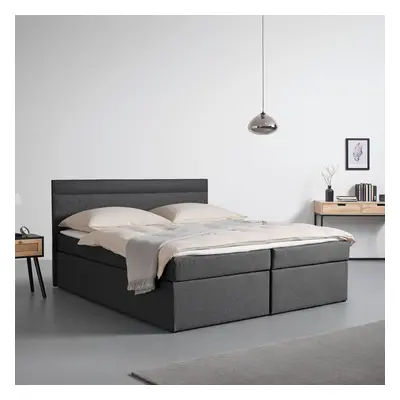 Boxspring postel s topperem Rosa, 180x200 cm, tmavě šedá