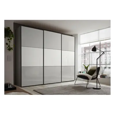 Skříň INCLUDO GLAS sklo bílé/šedé,š.cca 298cm