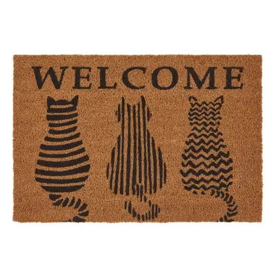 DVEŘNÍ ROHOŽKA Welcome Cats, 40/60cm, hnědá