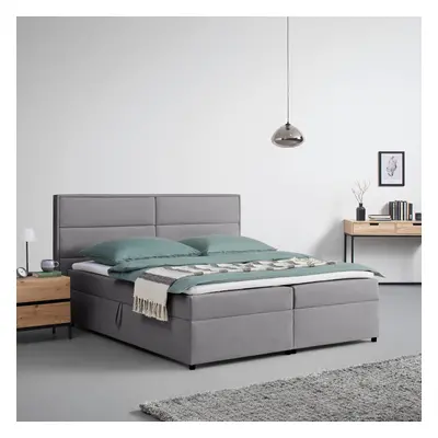 Postel boxspring s toperem, 180x200 cm, sivá