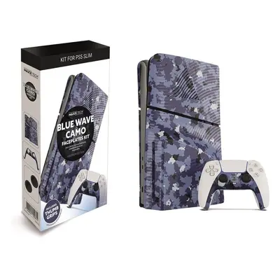 Maxx Tech sada krytů pro PS5 Slim Blue Camo Wave