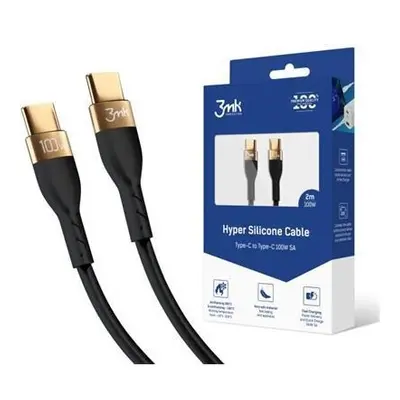 3mk Hyper Silicone Cable USB-C/USB-C datový kabel, 2m, 100W černý