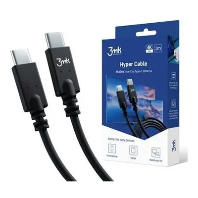 3mk Hyper Cable 4k60Hz USB-C/USB-C datový kabel, 1m, 100W černý