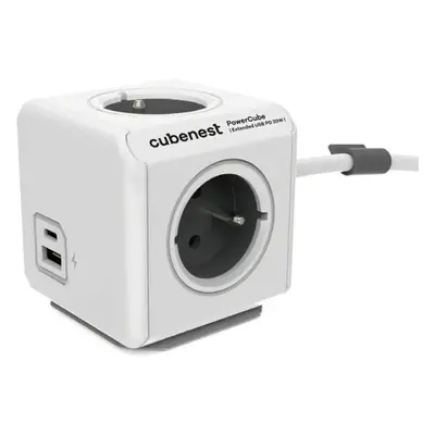 CubeNest PowerCube Extended USB PD 20W, A+C, 1.5m kabel, šedá