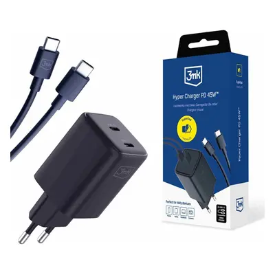 3mk Hyper Charger PD 45W síťová nabíječka + USB-C kabel černá