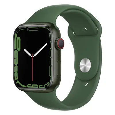 Apple Watch Series 7 Cellular 45mm zelený hliník se zeleným sportovním řemínkem