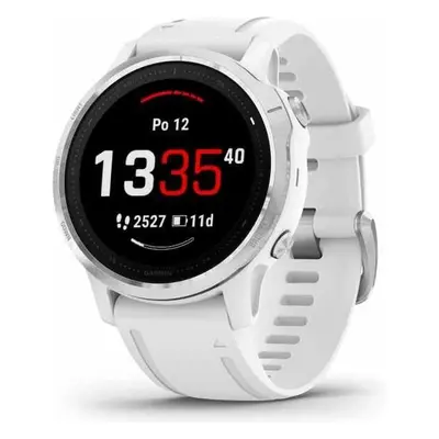 Garmin Fenix 6S Glass stříbrné/bílý řemínek