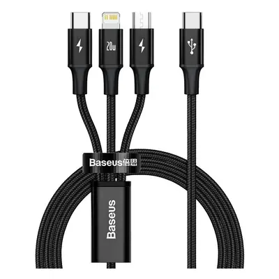 Baseus Datový kabel Rapid 3v1 USB-C/microUSB, Lightning, USB-C 1,5m PD 20W černý